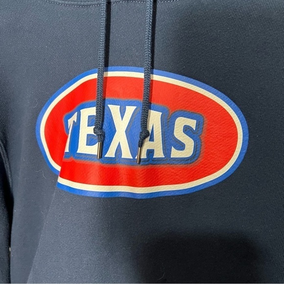 Navy Blue Embroidered Graphic Texas Long Sleeve Pullover Hoodie - Picture 6 of 7
